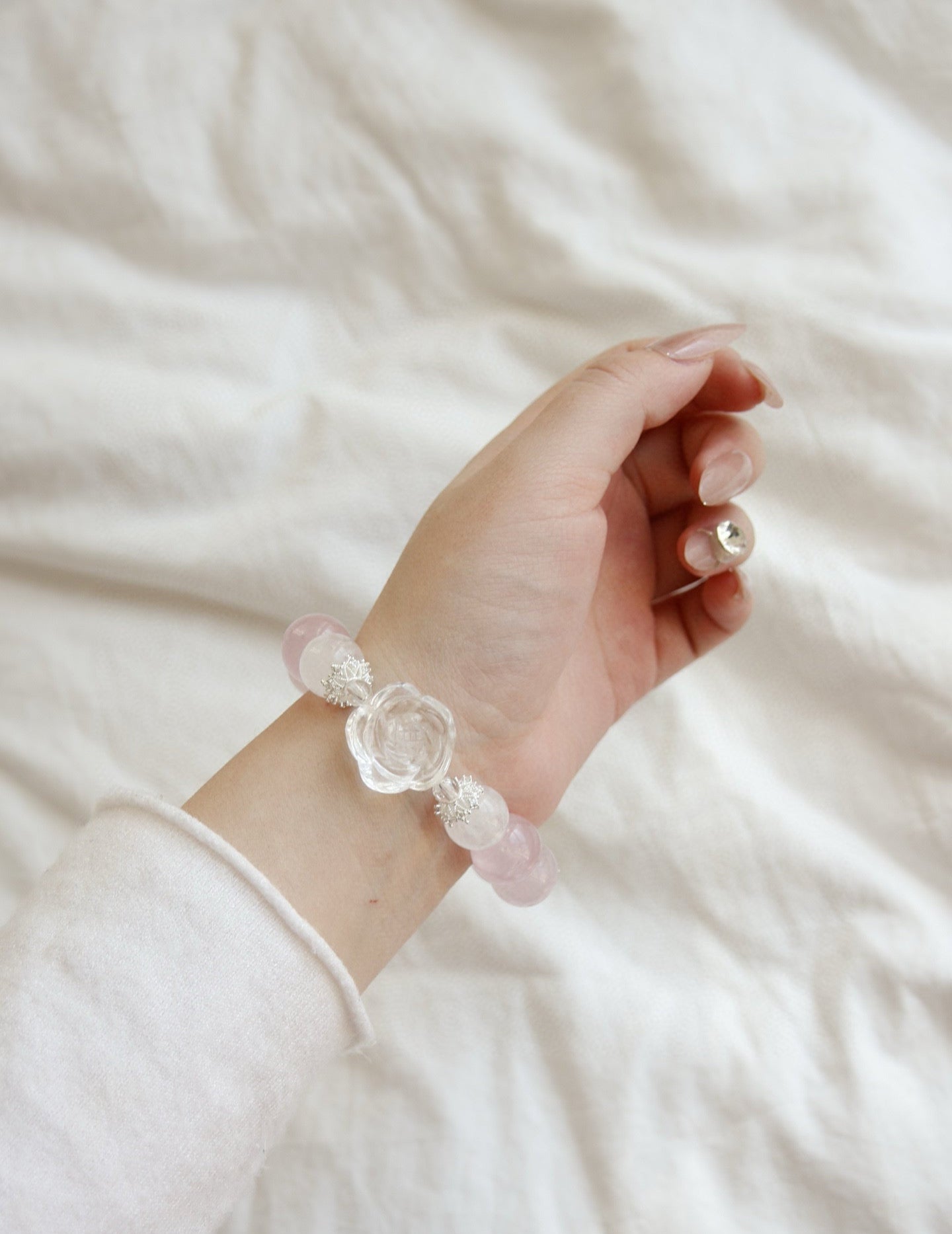 Pink Rose Crystal Bracelet for Harmonious Relationships