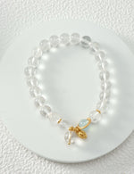 8mm White Crystal Aquamarine Bud Energy Cleansing and Emotional Healing Bracelet