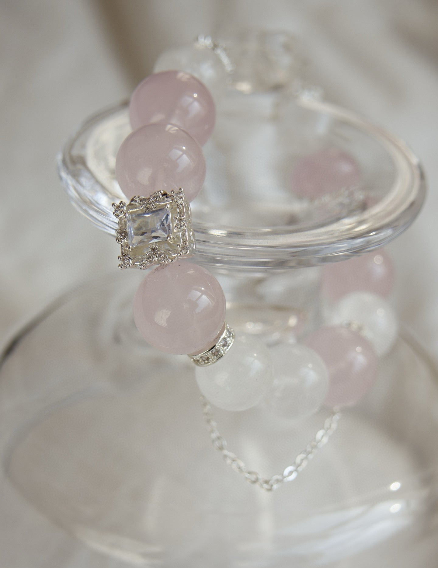 Pink Rose Crystal Bracelet for Harmonious Relationships