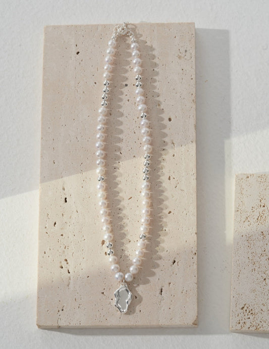 Mirror Lake Series Silver Pearl Necklace