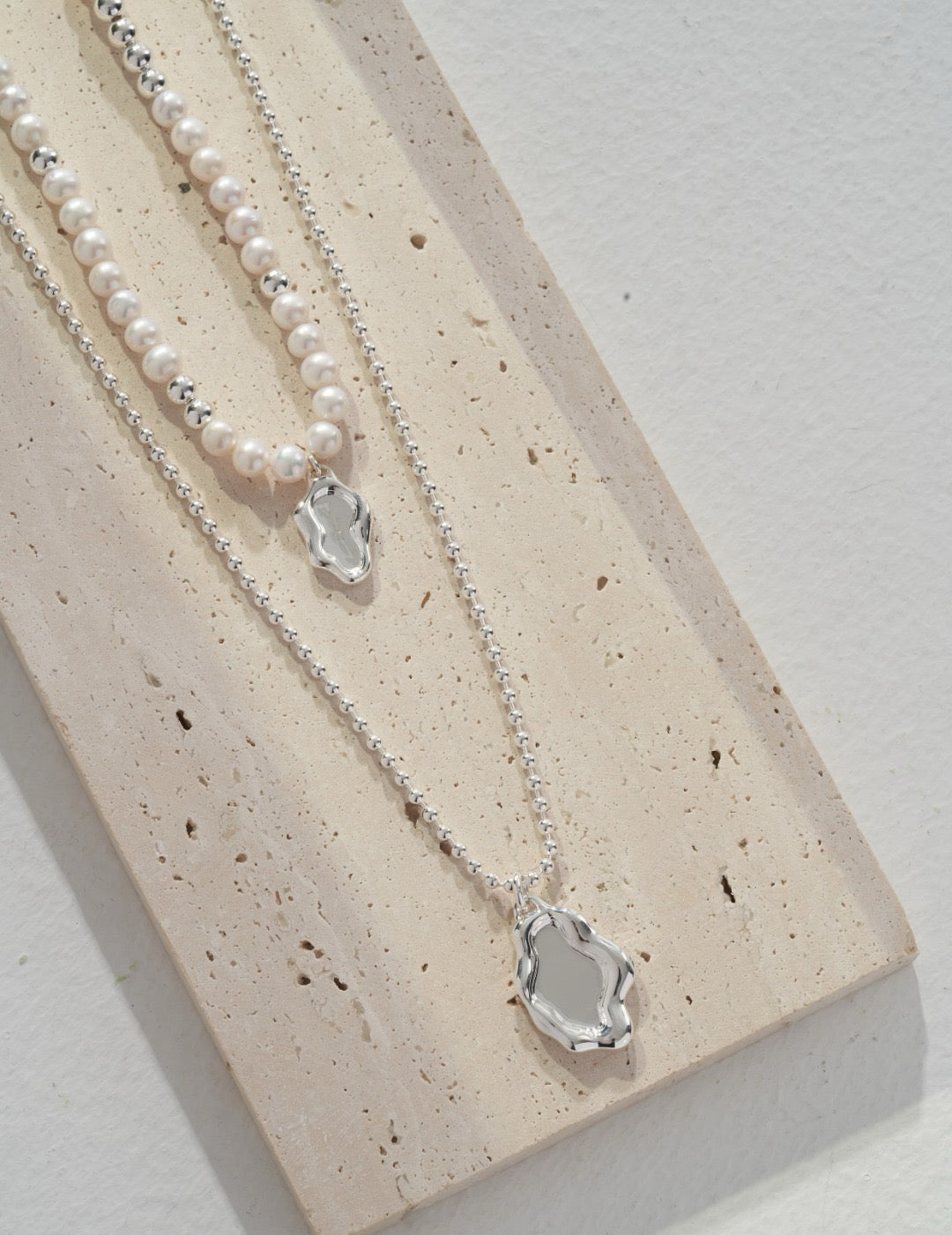 Mirror Lake Series Silver Pearl Necklace