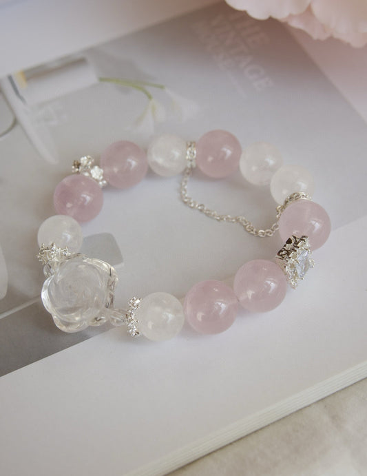 Pink Rose Crystal Bracelet for Harmonious Relationships