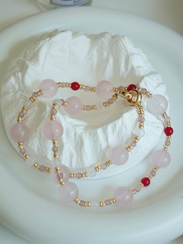 Peach Aura Rose Crystal Necklace & Bracelet
