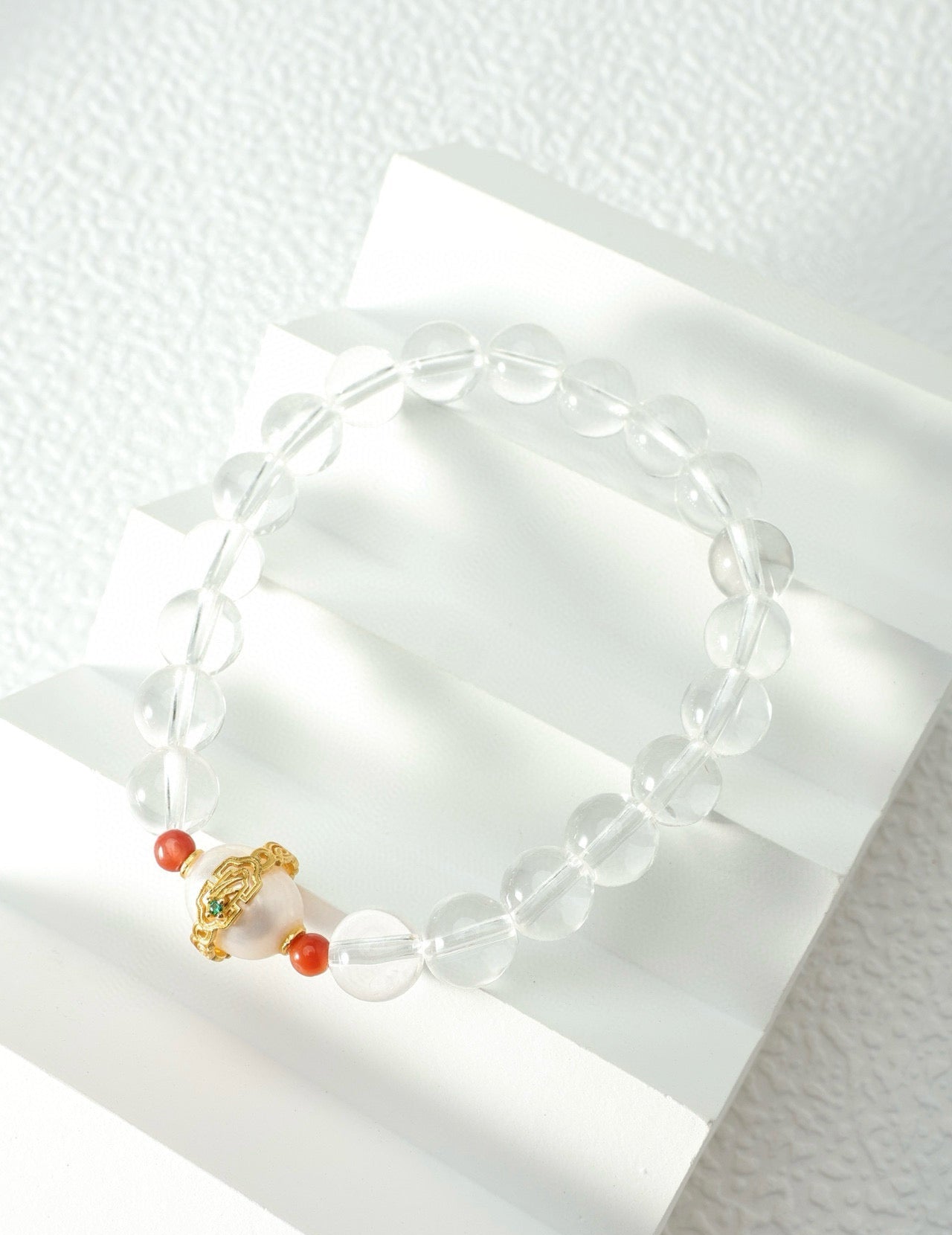 8mm White Crystal Energy Cleansing and Spiritual Growth Bracelet