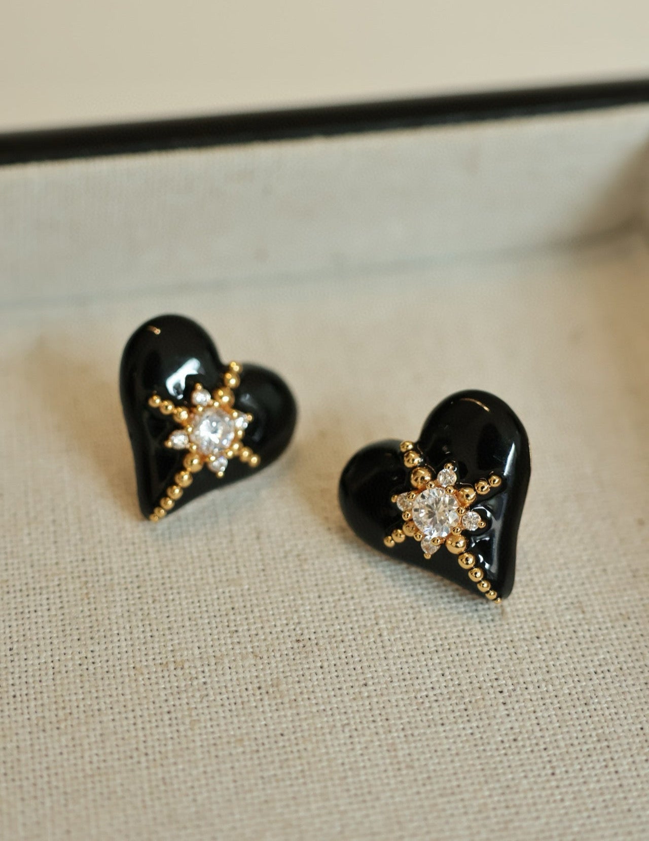 S925 Sterling Silver Enamel Zircon Heart Earrings