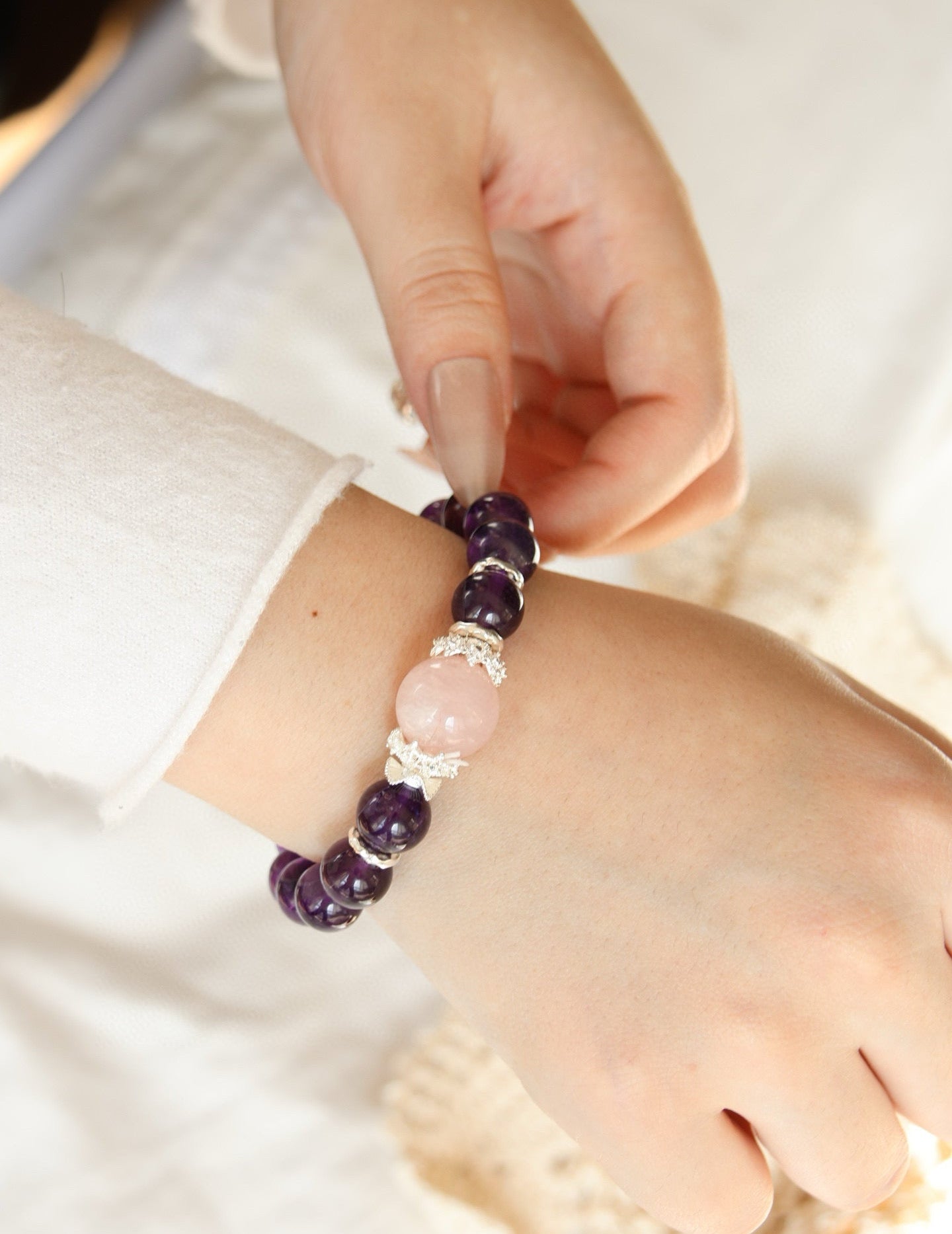 Amethyst Galaxy Inner Peace Crystal Bracelet