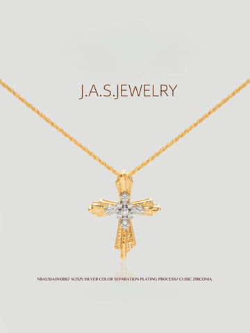 Heavily Crafted Double-Sided Cross Pendant Necklace