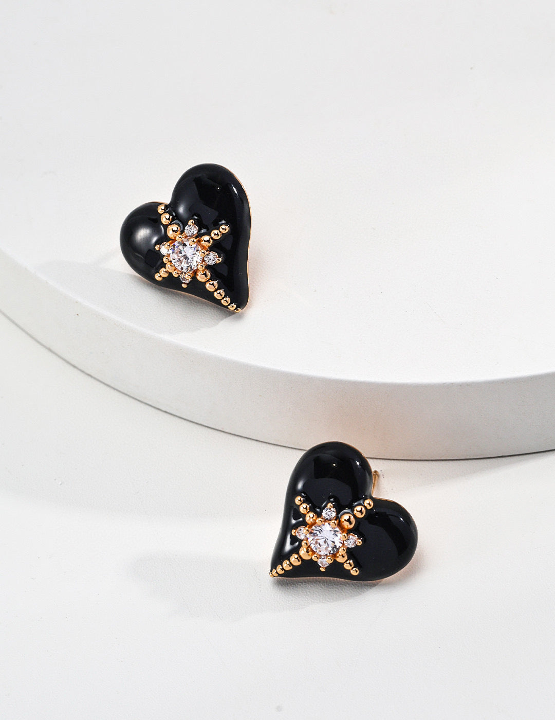 S925 Sterling Silver Enamel Zircon Heart Earrings