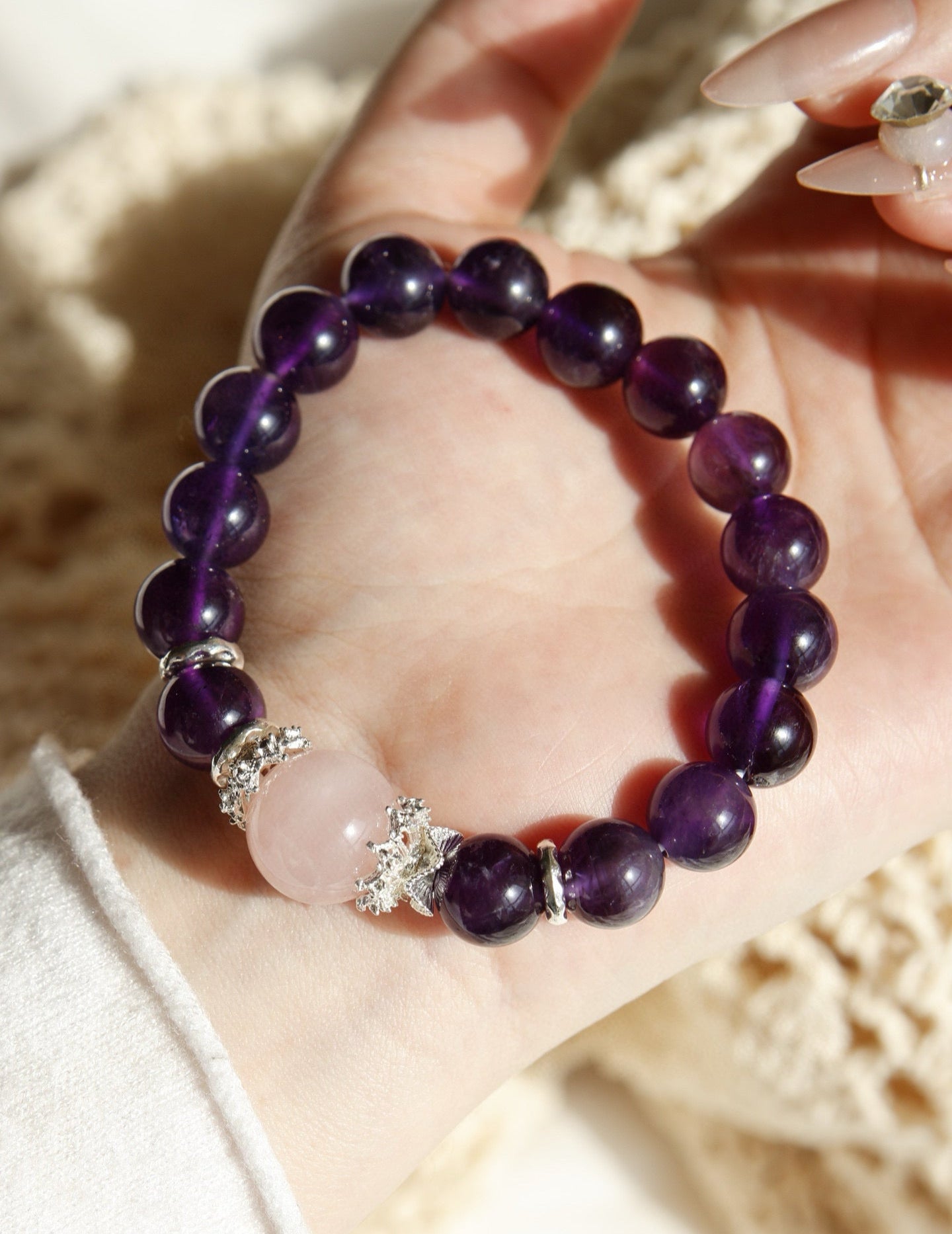 Amethyst Galaxy Inner Peace Crystal Bracelet