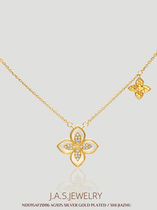 Four-Leaf Clover Mother-of-Pearl Necklace