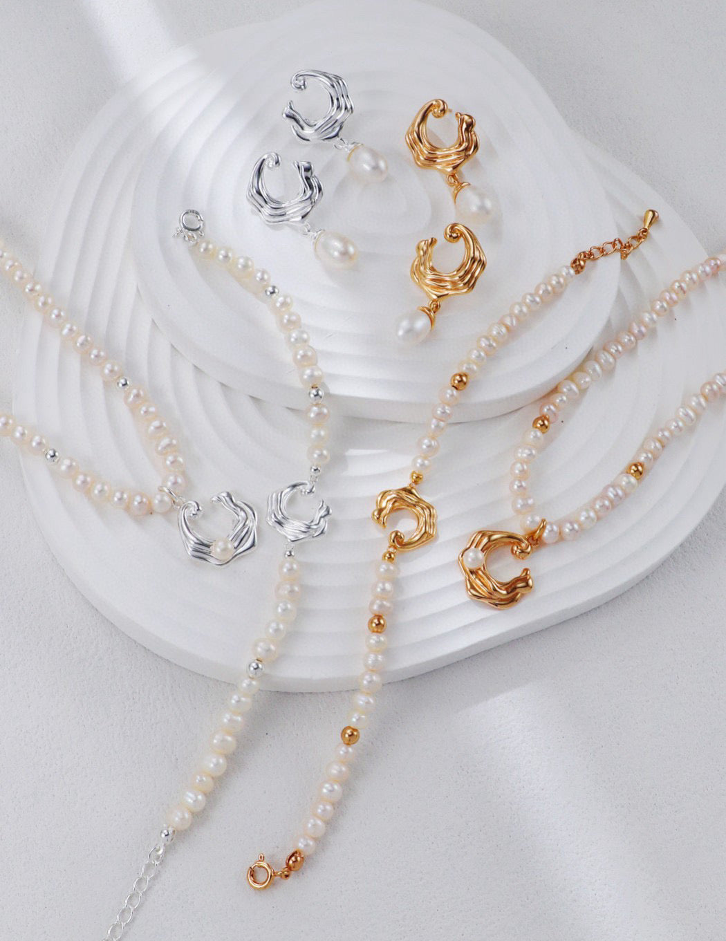 S925 Silver Ocean Wave Pearl Necklace