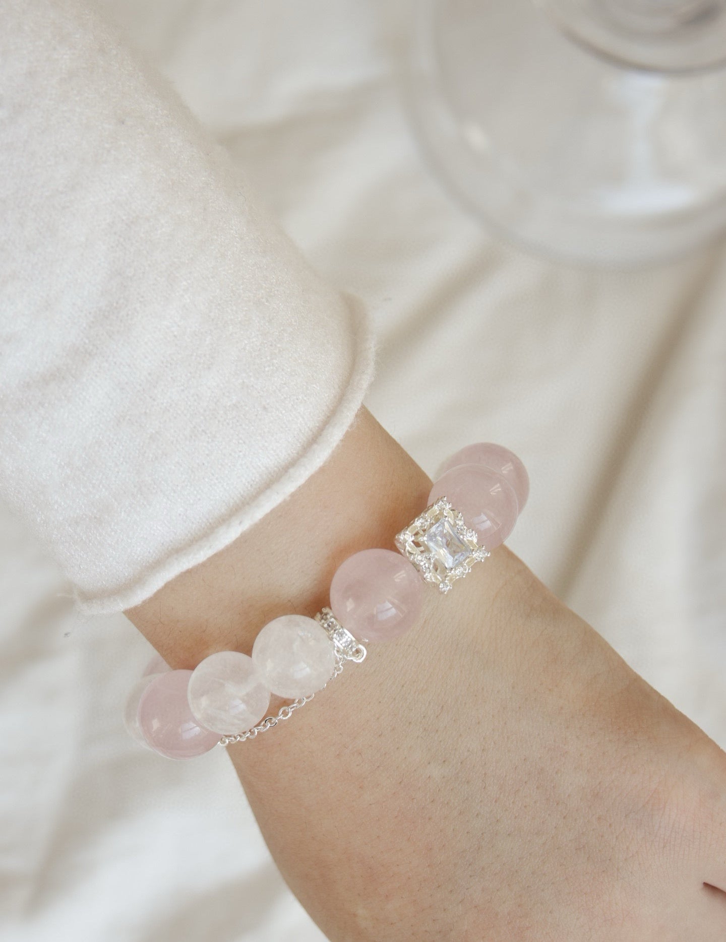 Pink Rose Crystal Bracelet for Harmonious Relationships