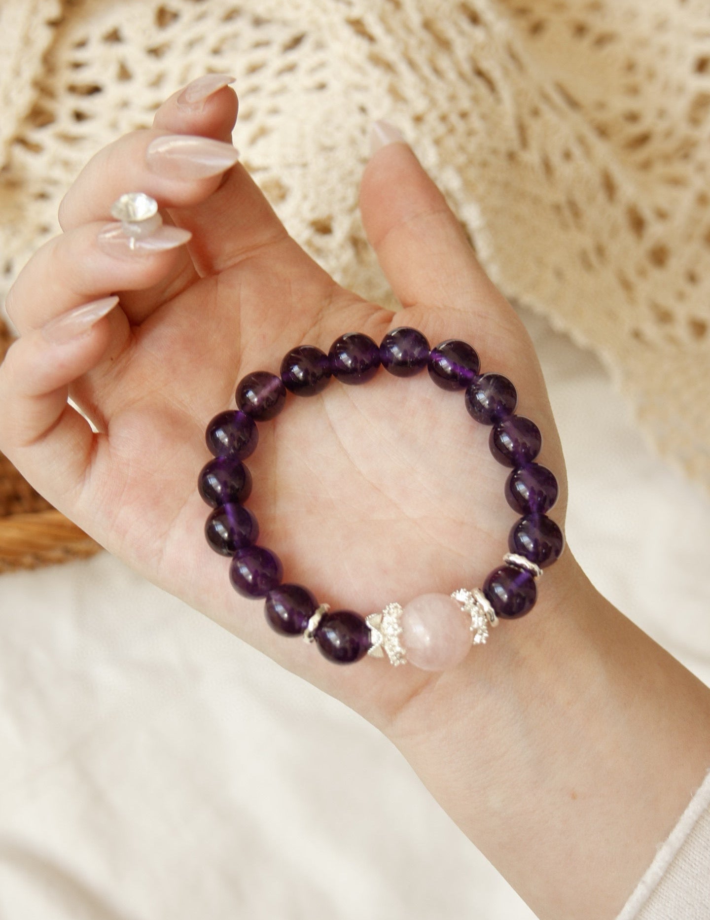 Amethyst Galaxy Inner Peace Crystal Bracelet