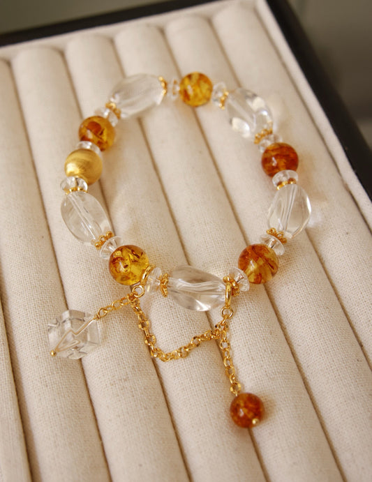 Sunlit Clarity Citrine and Clear Crystals Bracelet