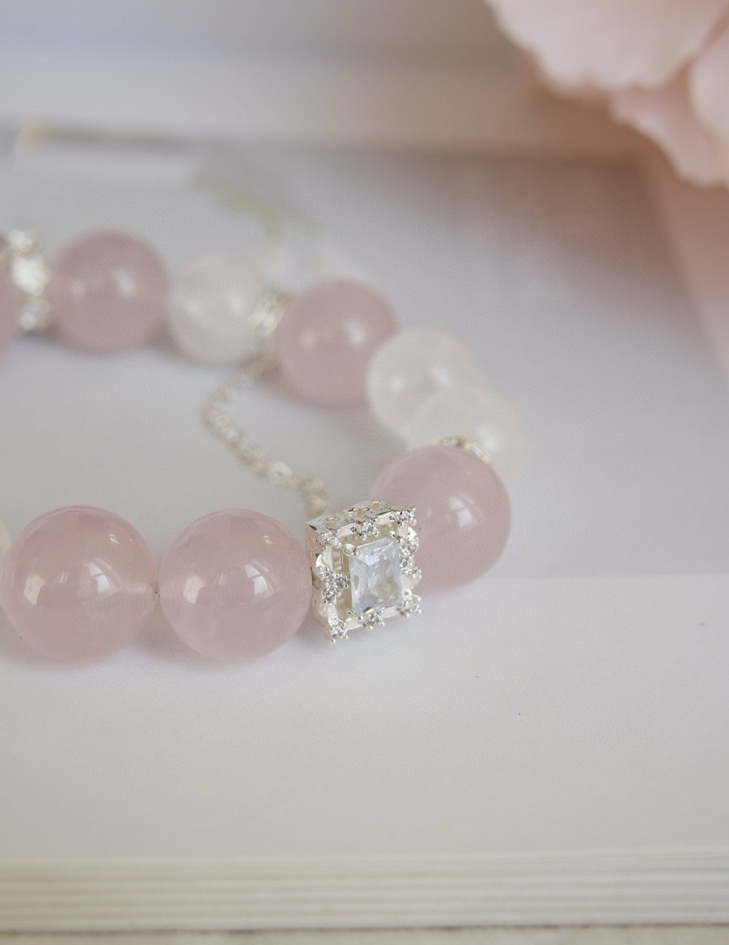 Pink Rose Crystal Bracelet for Harmonious Relationships