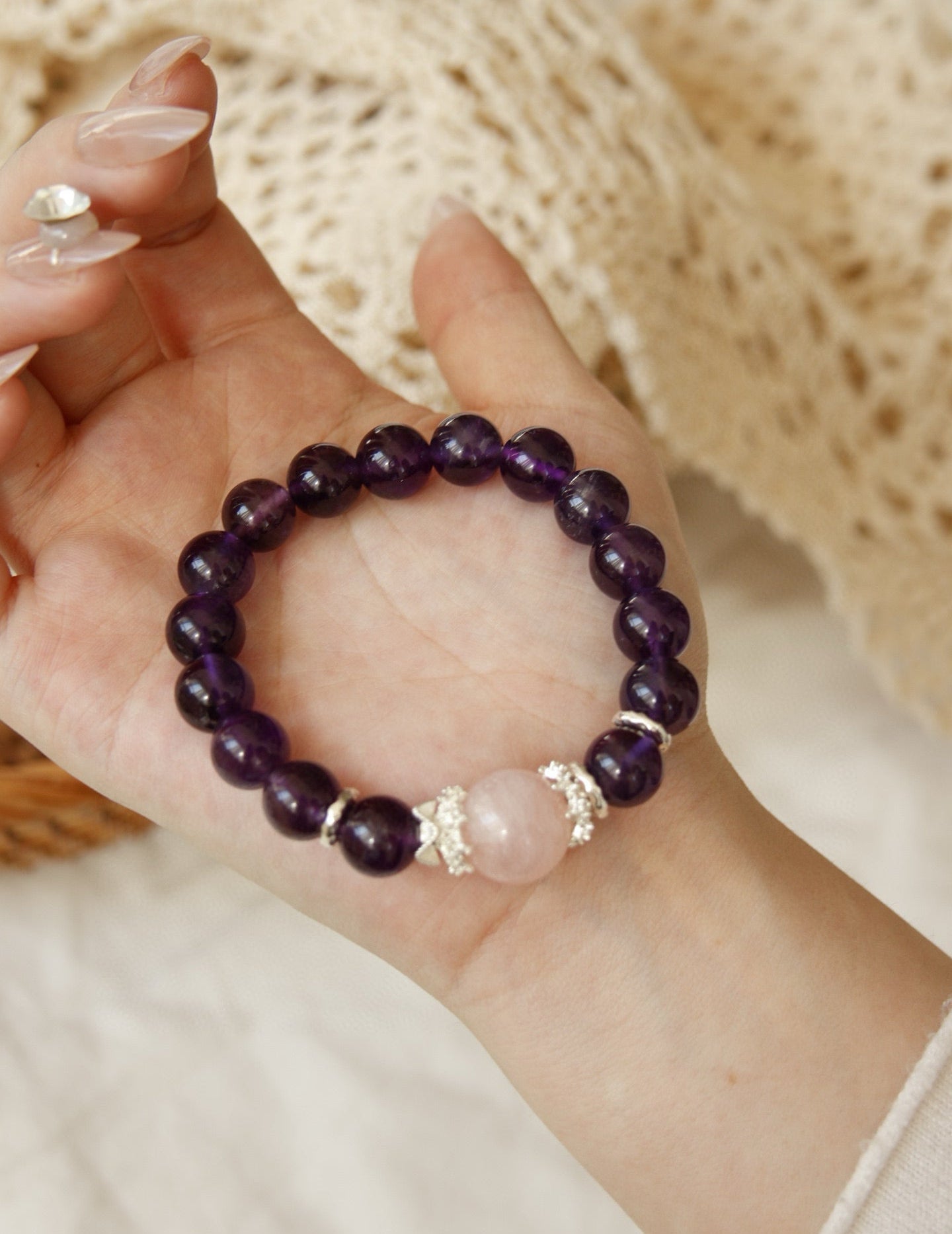 Amethyst Galaxy Inner Peace Crystal Bracelet