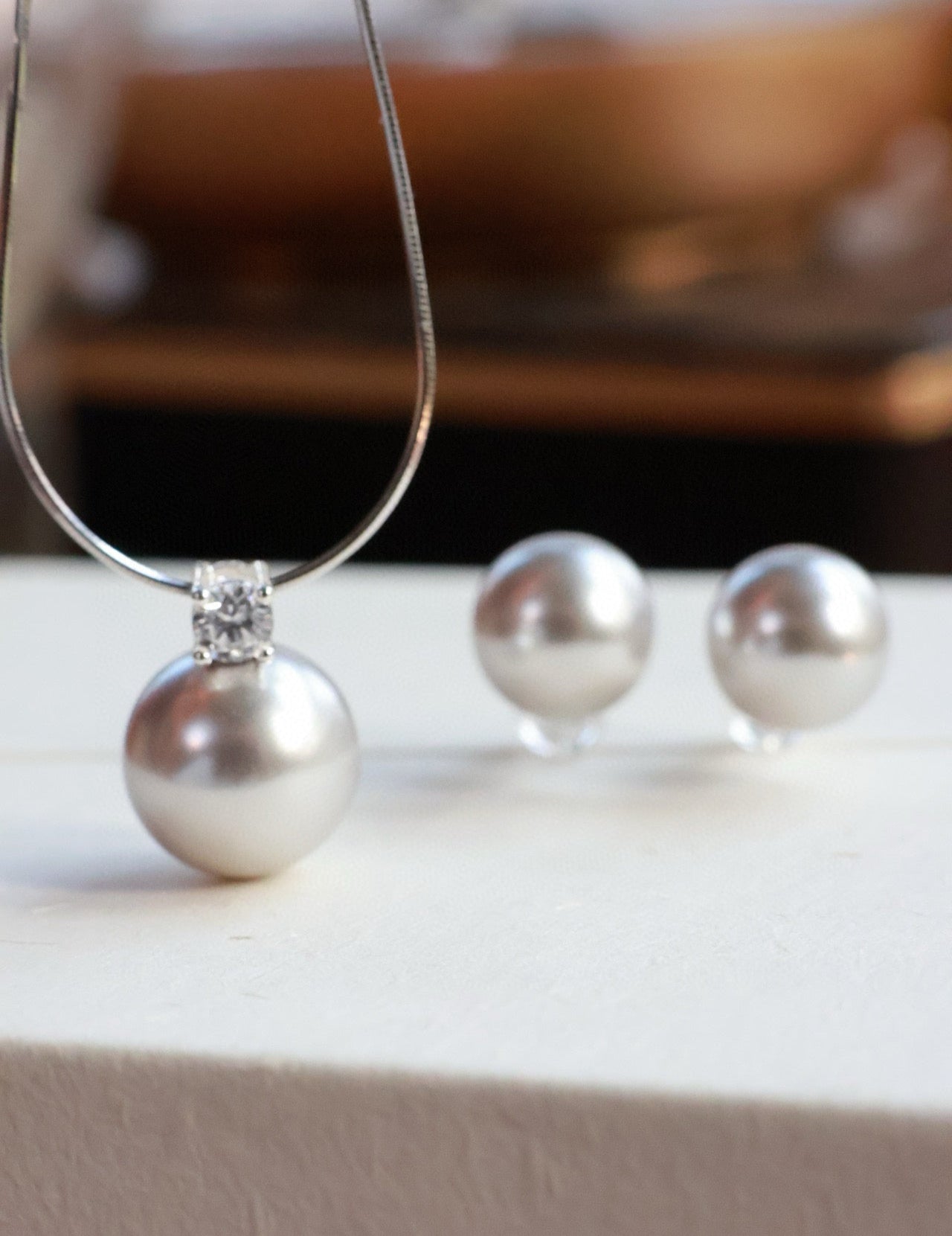 925 Silver Classic Snake Chain & 12mm Swarovski Pearl Necklace