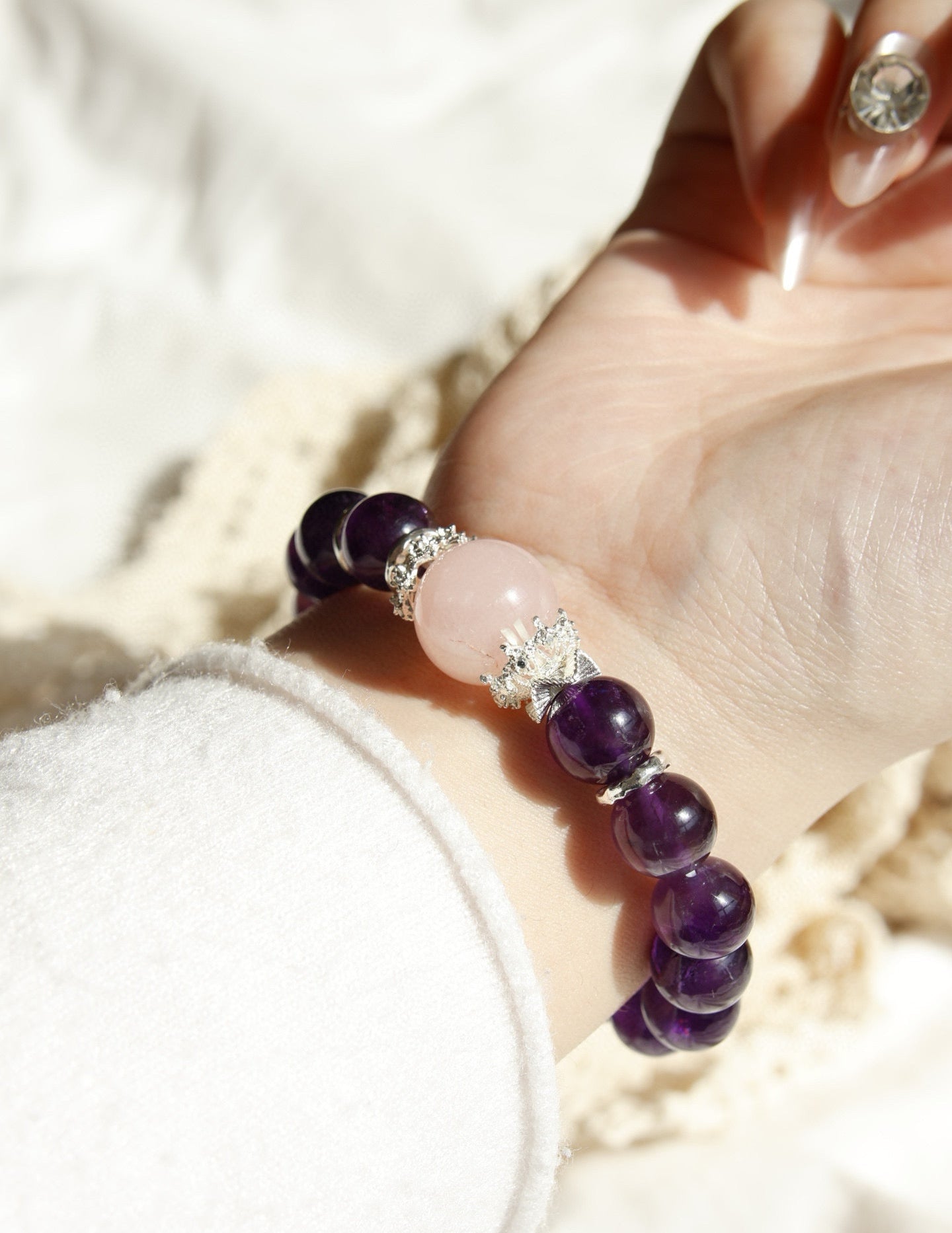 Amethyst Galaxy Inner Peace Crystal Bracelet