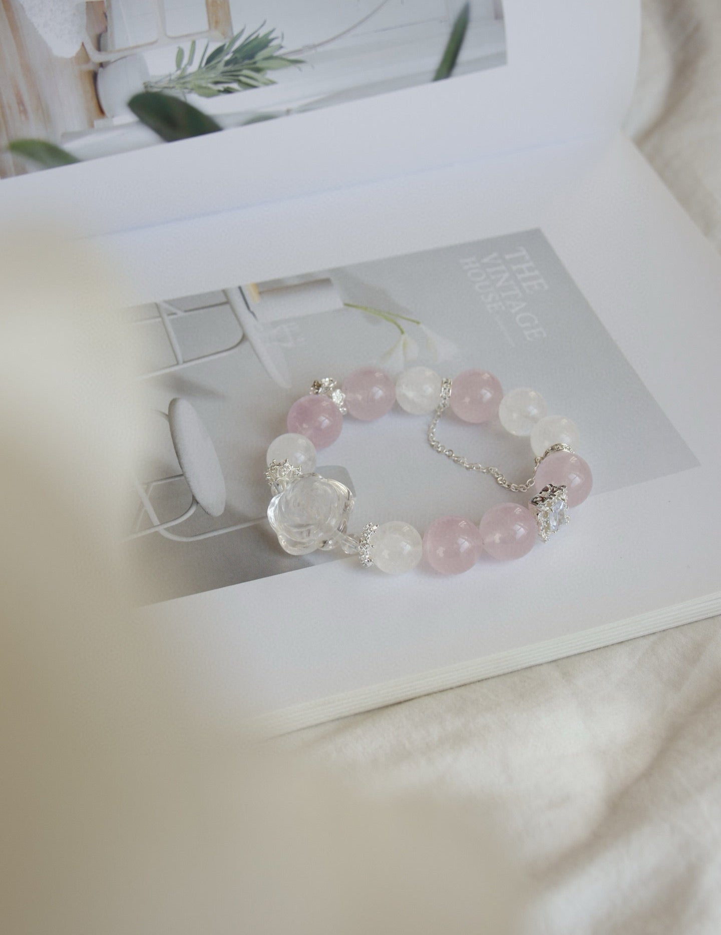 Pink Rose Crystal Bracelet for Harmonious Relationships