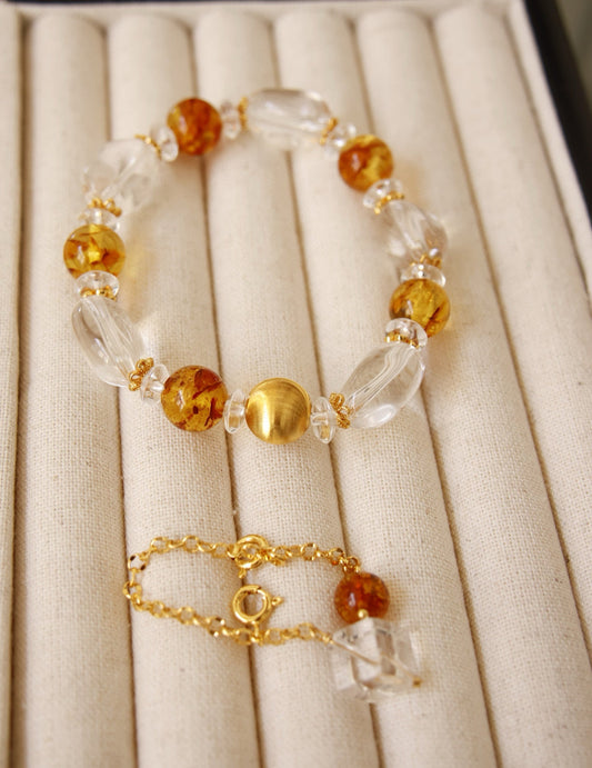 Sunlit Clarity Citrine and Clear Crystals Bracelet