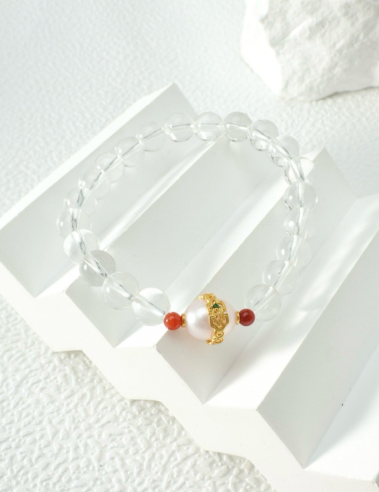 8mm White Crystal Energy Cleansing and Spiritual Growth Bracelet