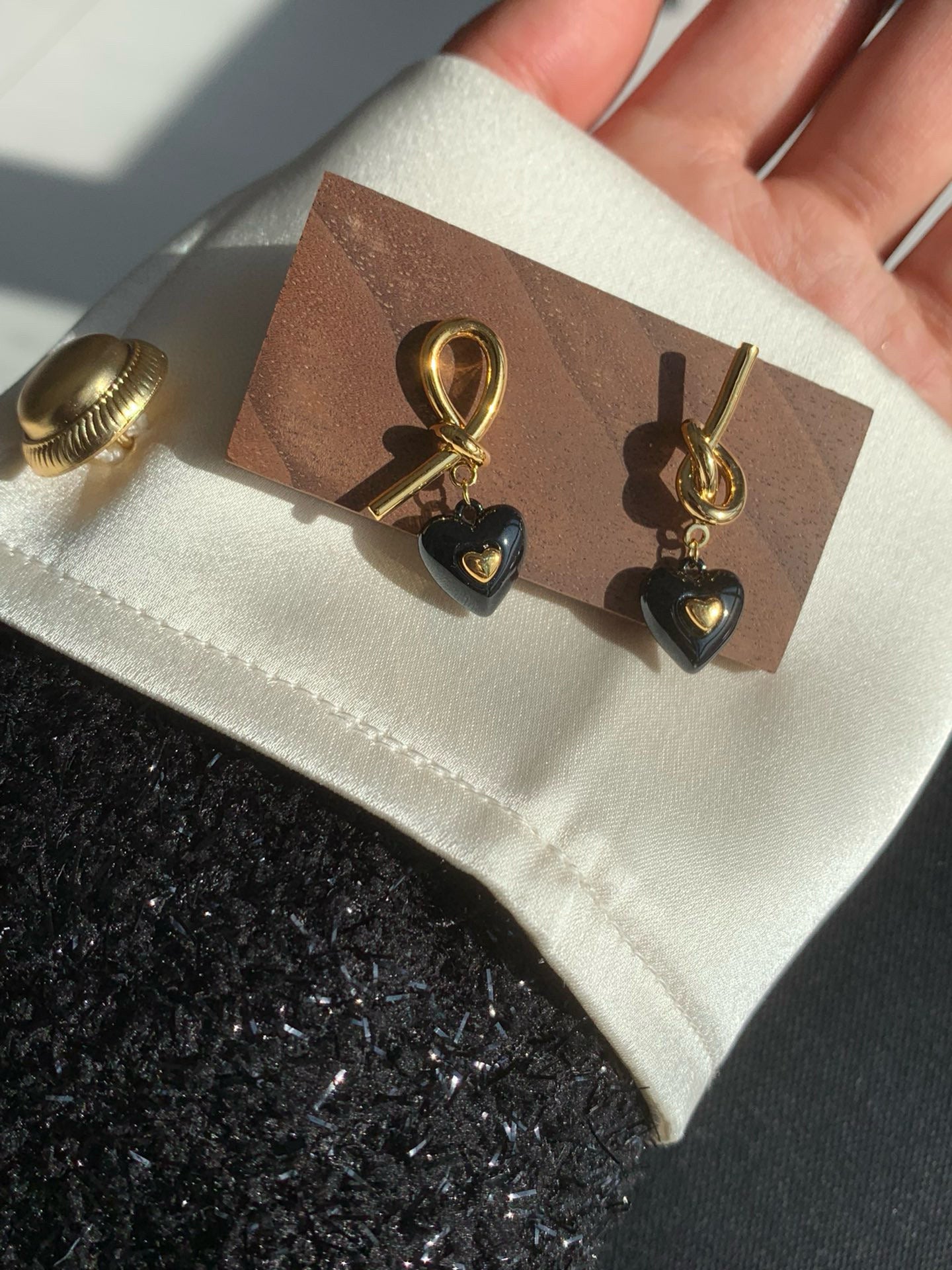 Cocoa Caramel Black Onyx Earrings