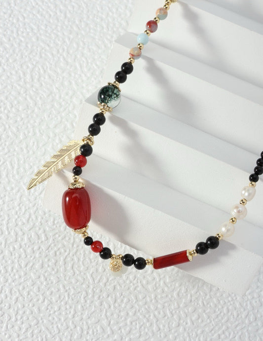 Red Agate Crystal Necklace