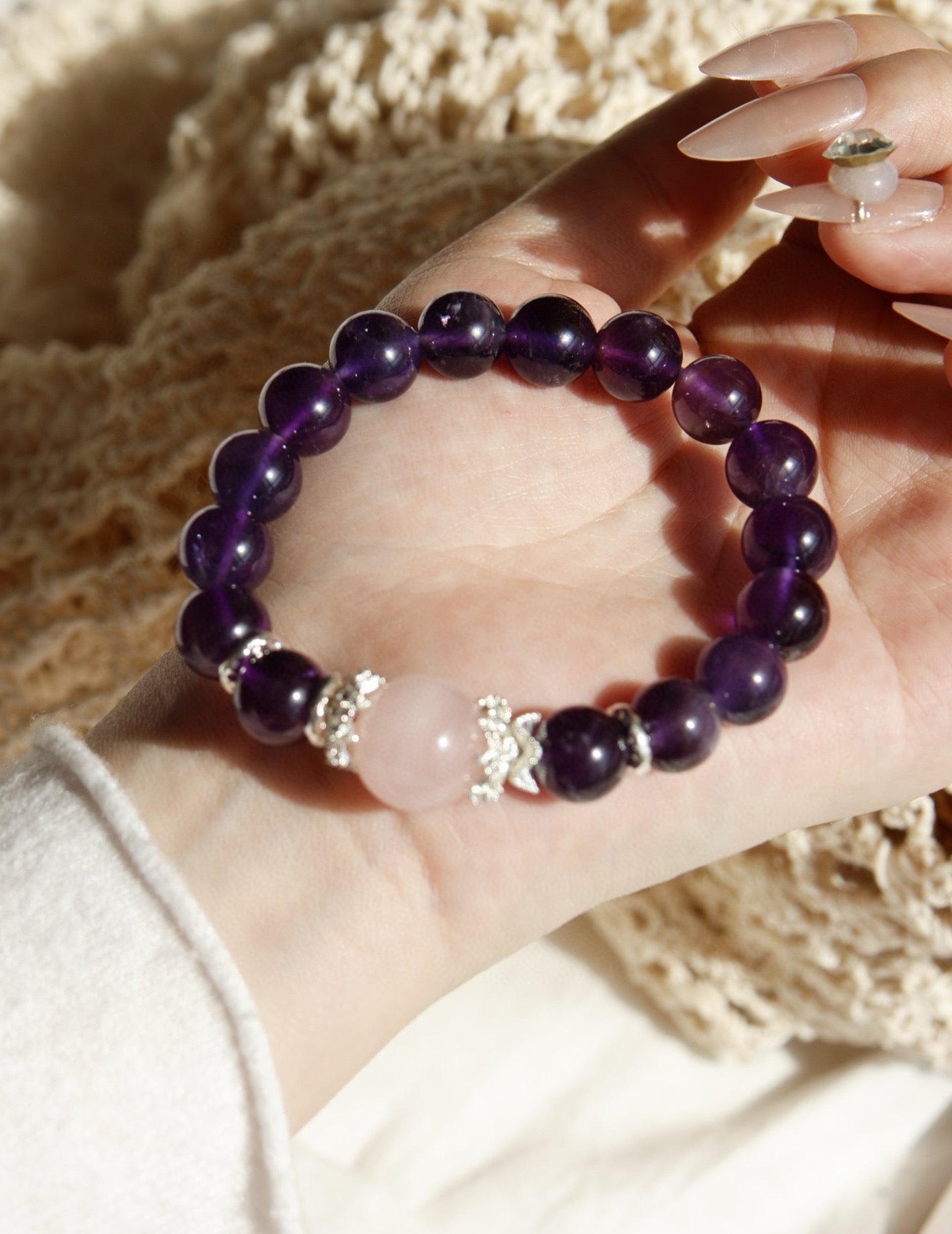 Amethyst Galaxy Inner Peace Crystal Bracelet