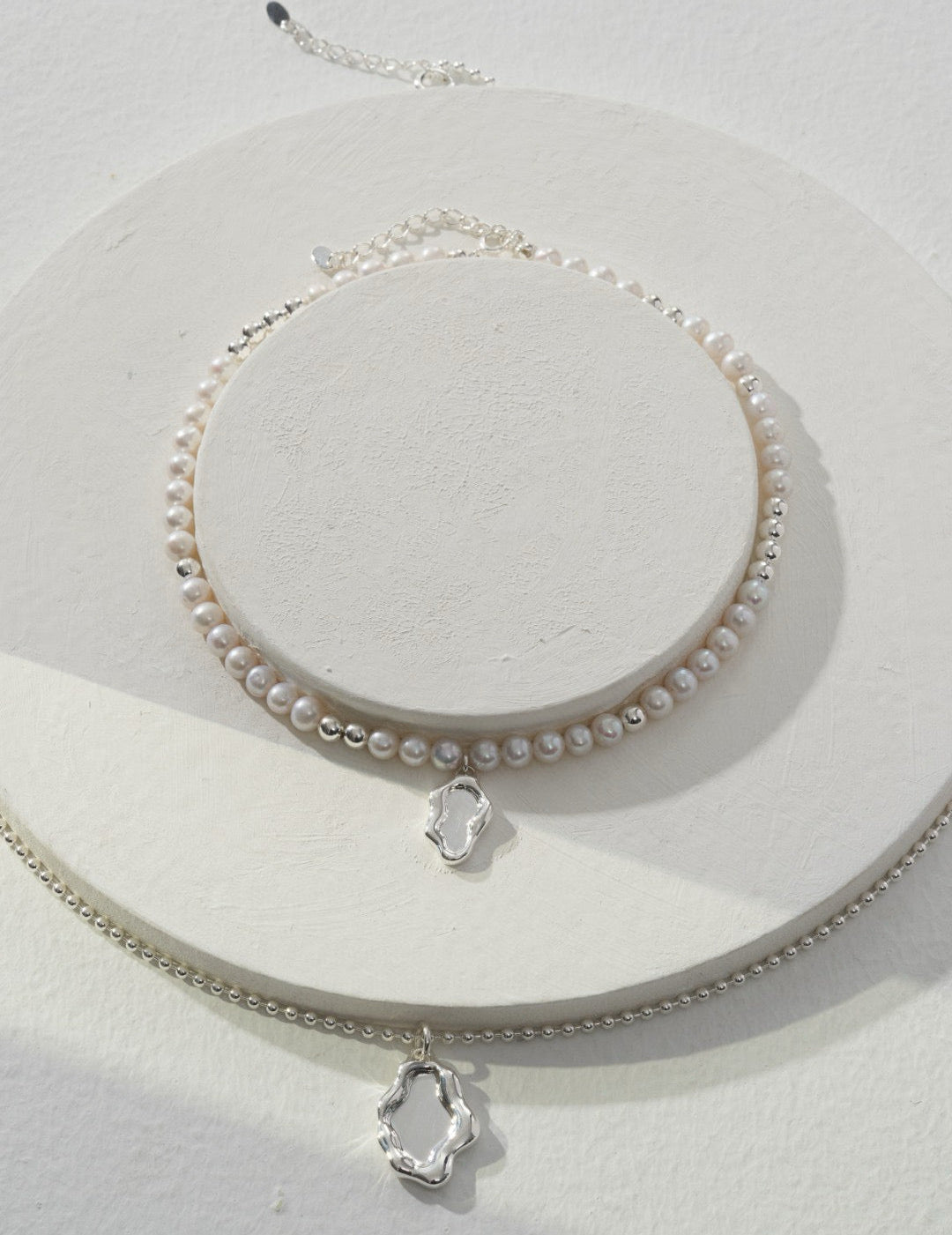 Mirror Lake Series Silver Pearl Necklace