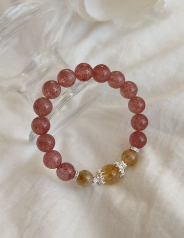Strawberry Quartz & Citrine Crystal Bracelet