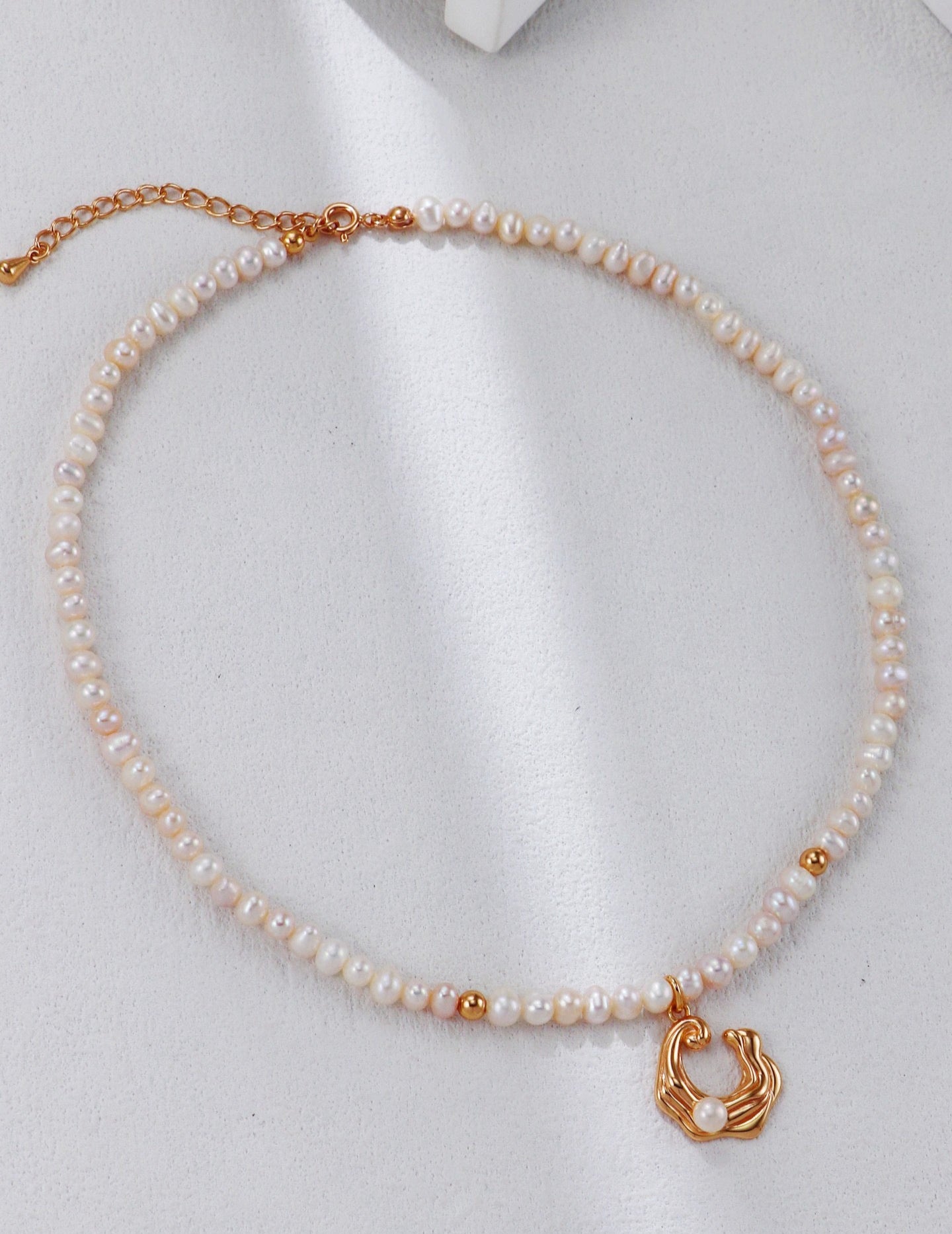 S925 Silver Ocean Wave Pearl Necklace