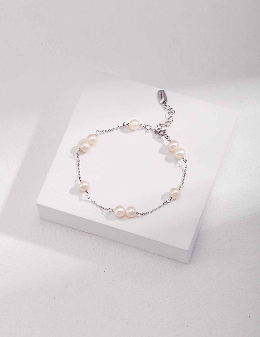 Minimalist S925 Sterling Silver Pearl Necklace & Bracelet