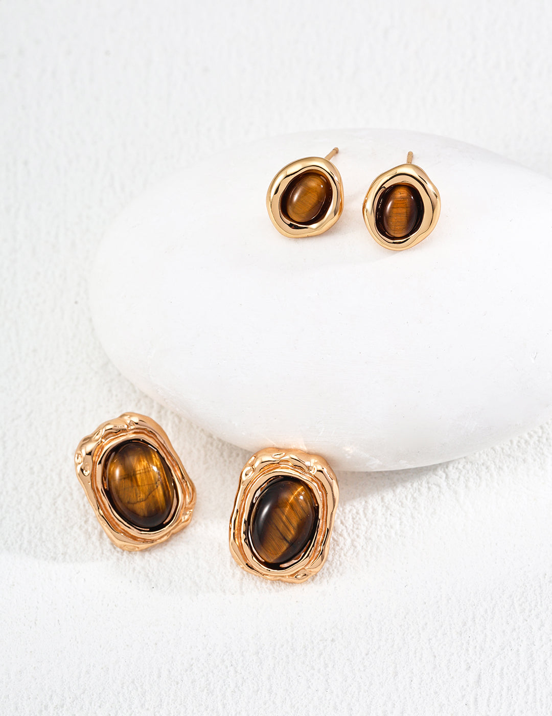 S925 Silver Vintage Natural Tiger Eye Stone Earrings