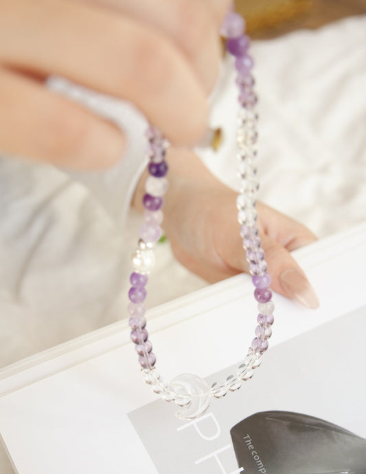 Milky Moonstone & Purple Super Seven Bracelet
